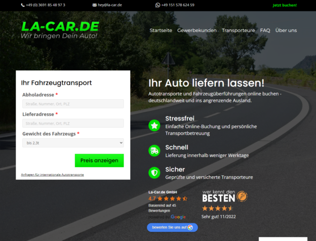 La-Car.de Autotransporte Ihr Auto liefern lassen
